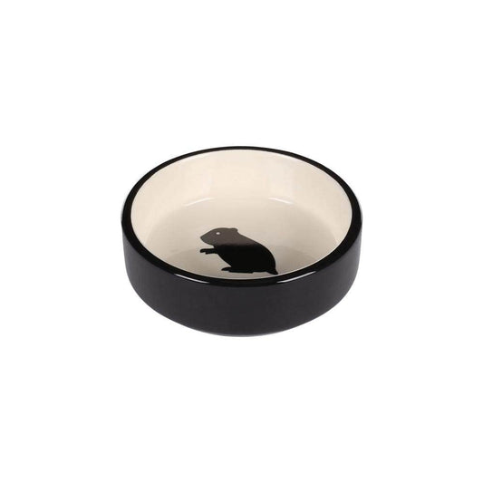 Flamingo Hamster Nala Ceramic Black-White Round Small Animal Feeding Bowl 100ml