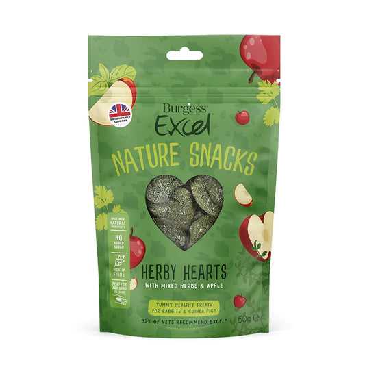 12 x 60g Burgess Excel Nature Herby Hearts Mixed Herbs & Apple