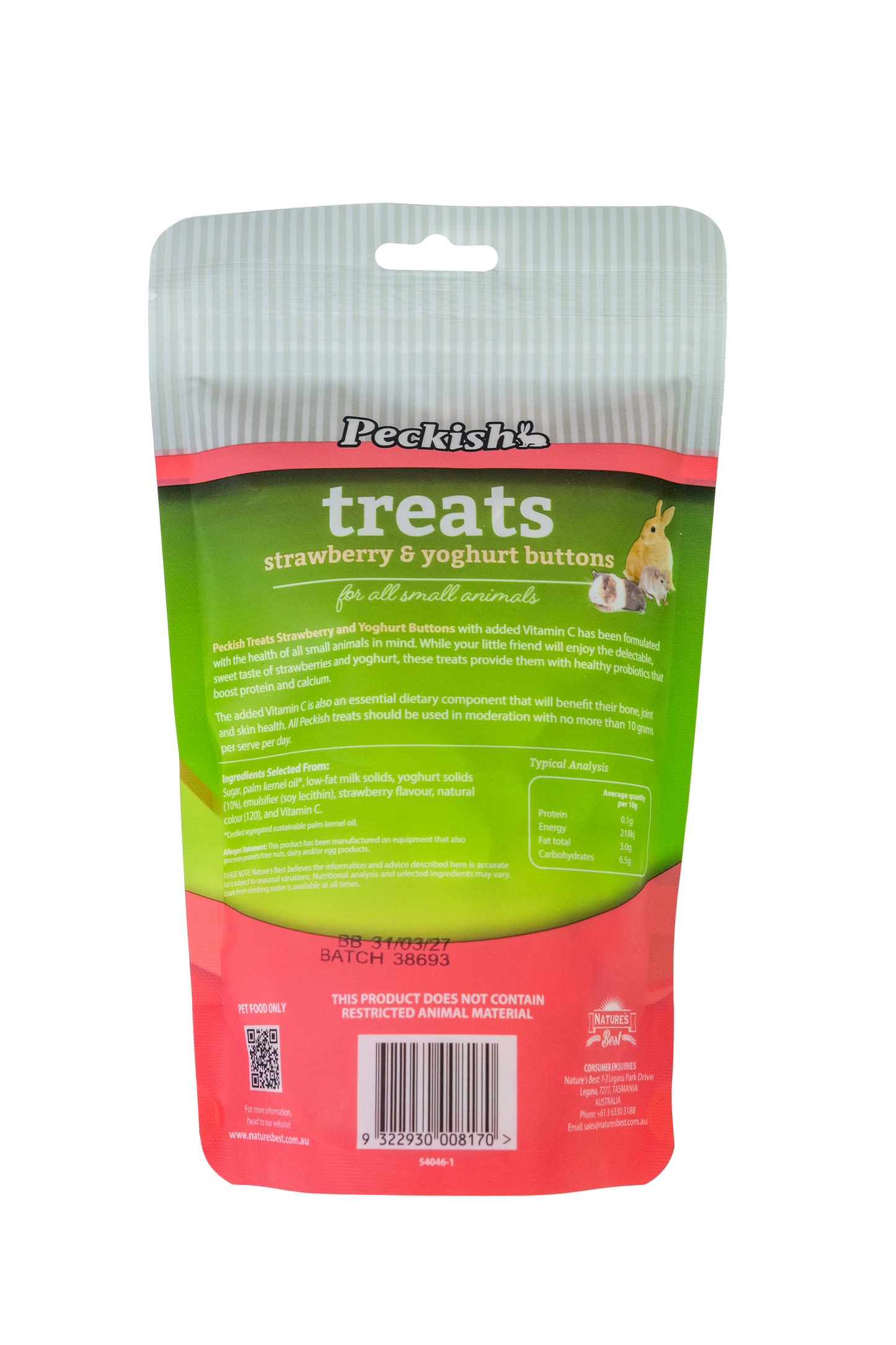 Peckish - Small Animal Strawberry & Yoghurt Treat 225g