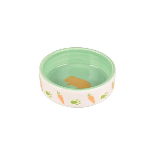 Flamingo Aila Ceramic White-Green Small Animal Feeding Bowl 100ml