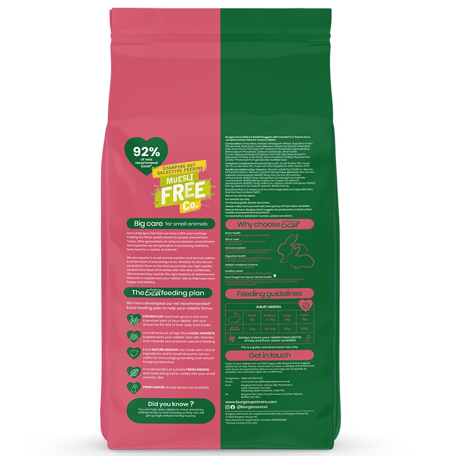 4 x Burgess Excel Mature Rabbit 1.5kg